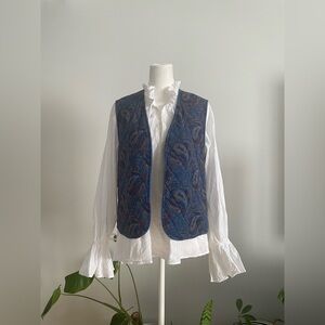 Vintage 70s Fire Islander Petites Paisley Print Quilted Velvet Vest